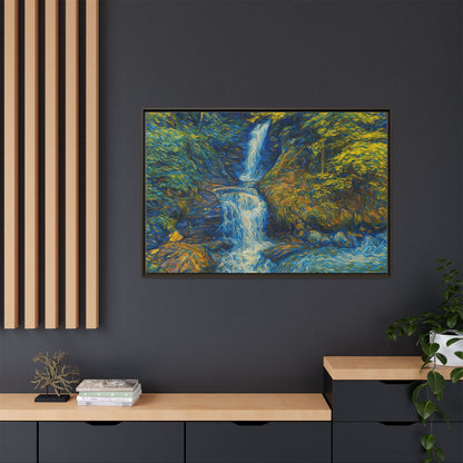 Framed Canvas Art, Majestic Van Gogh Style Waterfall Landscape Wall Decor, Nature Lover Gift, Home Office Artwork, Living Room Decoration - TRV