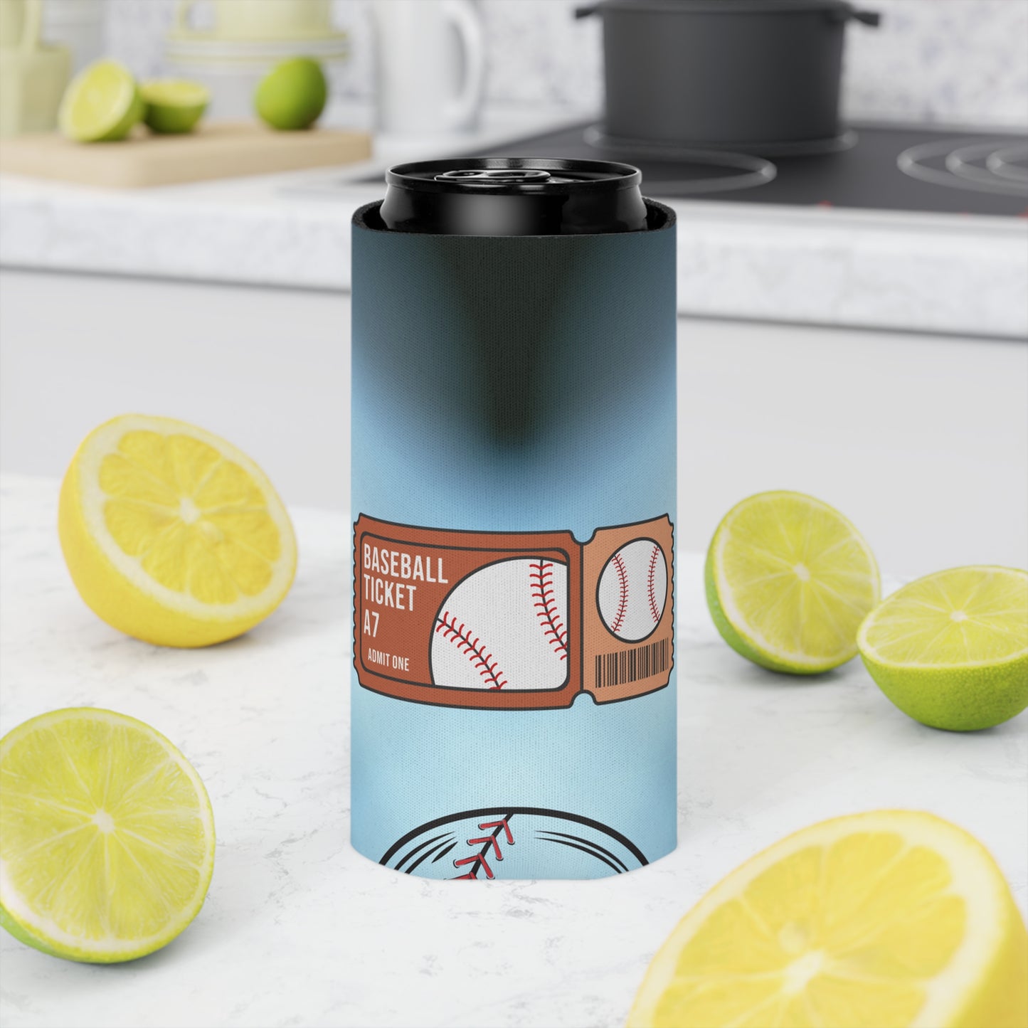 Baseball Ticket Can Cooler, Fun Drink Sleeve for Tailgates, Sports Events, Unique Gift for Fans, Outdoor BBQ, Summer Parties