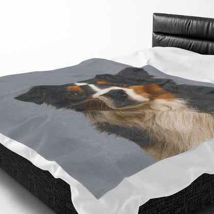 Personalized Aussie Dog Portrait Blanket | Velveteen Plush Blanket
