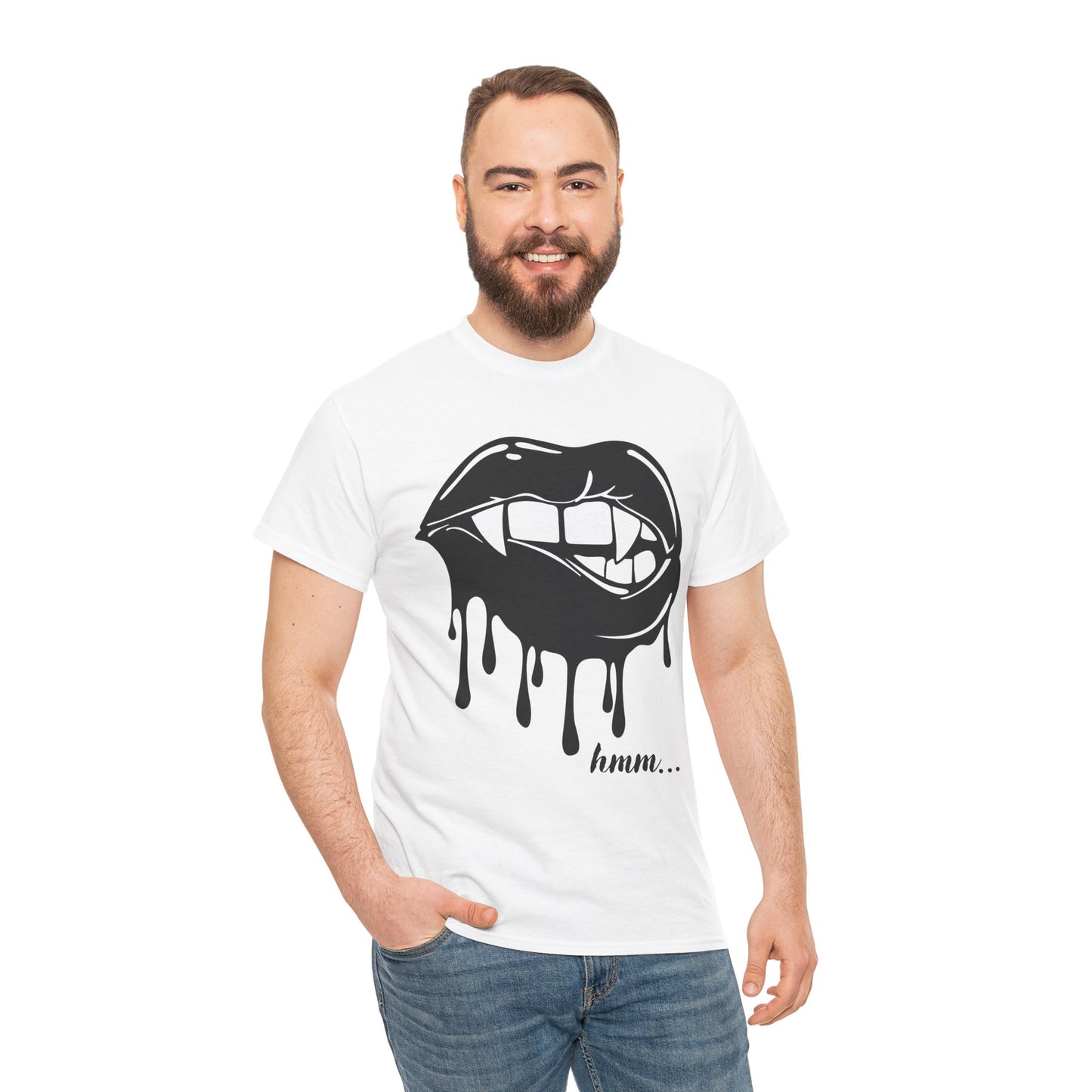Edgy Graphic Tee - Dripping Lips Design - Unisex Heavy Cotton Tee