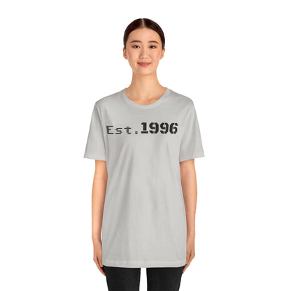 Unisex Jersey Tee - 'Est. 1996' Graphic Shirt, Birthday Gift, Casual Wear, Vintage Style, Retro Fashion, Gift for Him/Her - TRV