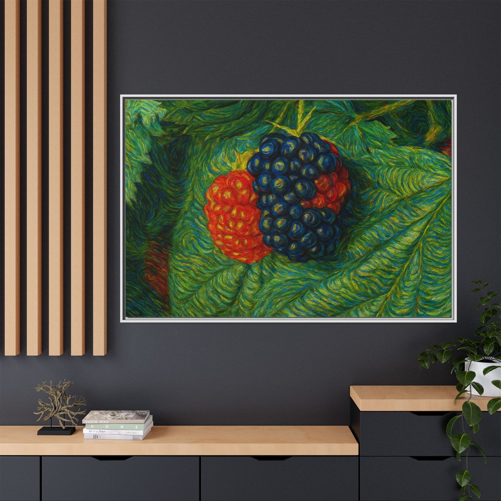 Van Gogh Style Blackberry Canvas Art, Framed Wall Decor, Botanical Print, Summer Home Decor, Gift for Garden Lovers - TRV