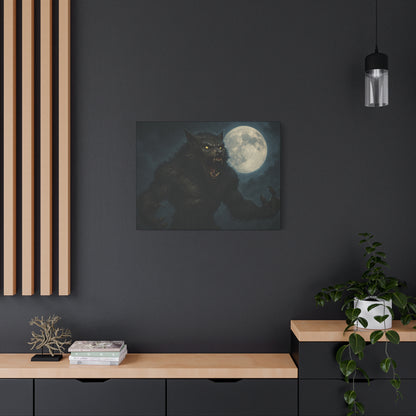 Werewolf Moon Canvas Art | Dark Fantasy Decor for Halloween, Gothic Home, Werewolf Lover Gift, Unique Wall Art, Spooky Decor - TRV