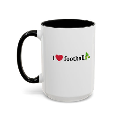 I Love Football Accent Coffee Mug, Perfect Gift for Sports Lovers, Football Enthusiasts, Unique Mug for Game Days, Home or Office Decor - TRV