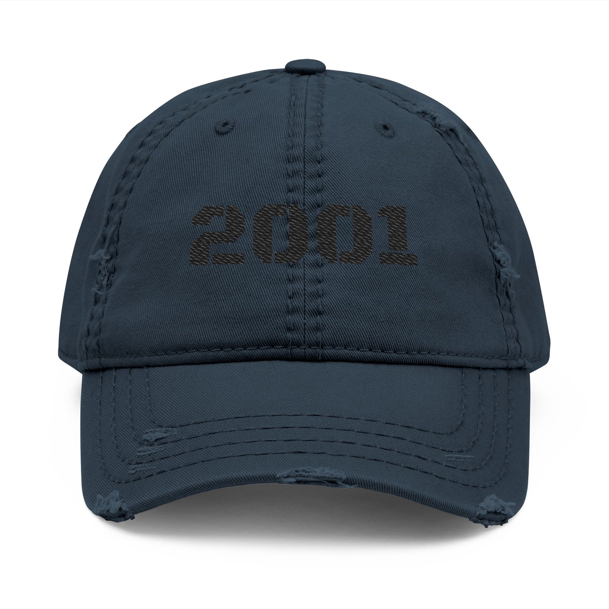 Distressed Dad Hat with 2001 Embroidery, Vintage Cap for Men, Trendy Gift for Dads, Casual Wear, Unisex Baseball Hat - TRV