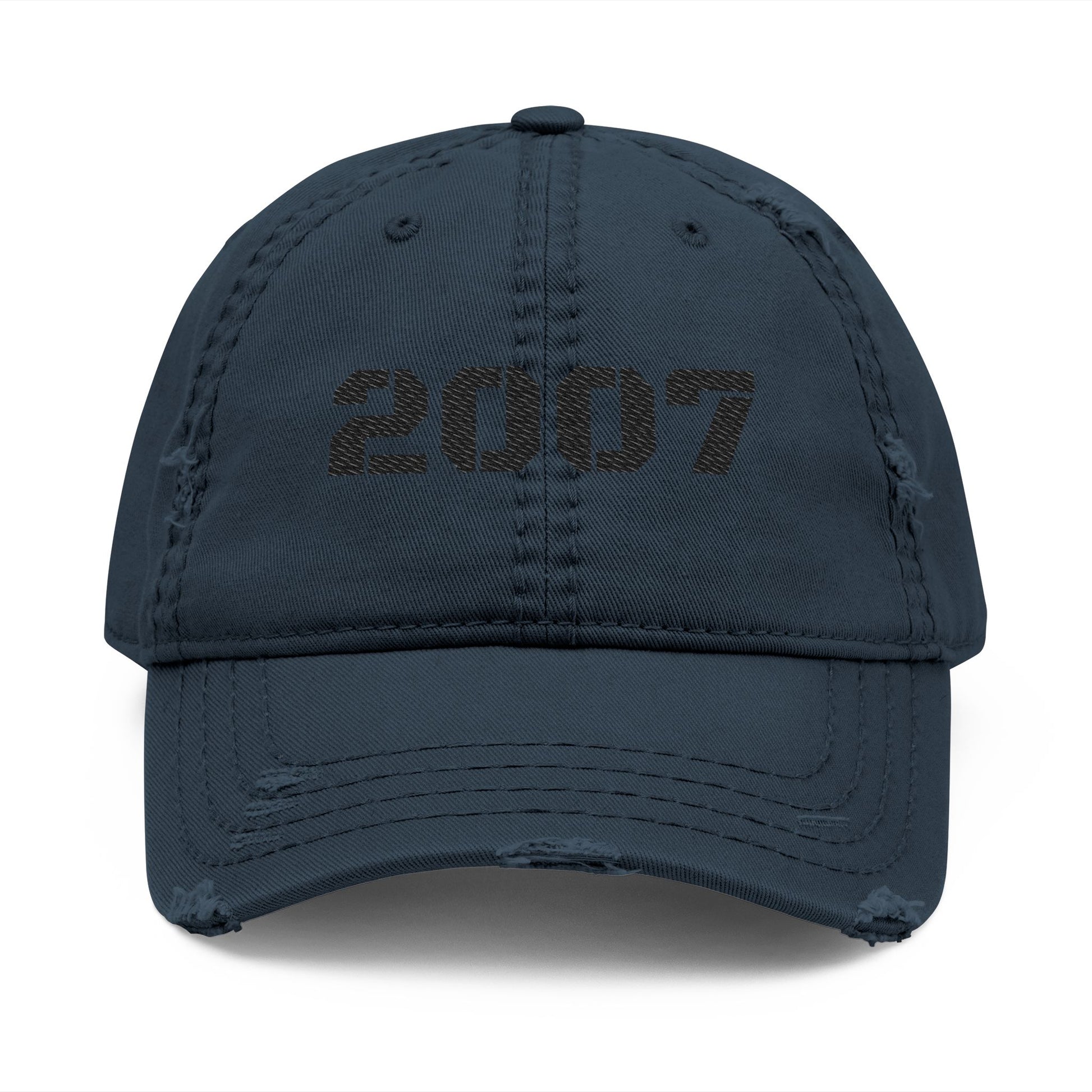 Distressed Dad Hat with 2007 Embroidery, Casual Fashion Cap for Everyday Wear, Gift for Birthday, Fathers Day, Retro Hat - TRV