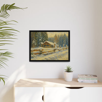Winter Landscape Framed Canvas Art | Cozy Home Decor | Wall Art for Living Room, Bedroom, Holiday Gift, Rustic Vibes, Art Print - TRV