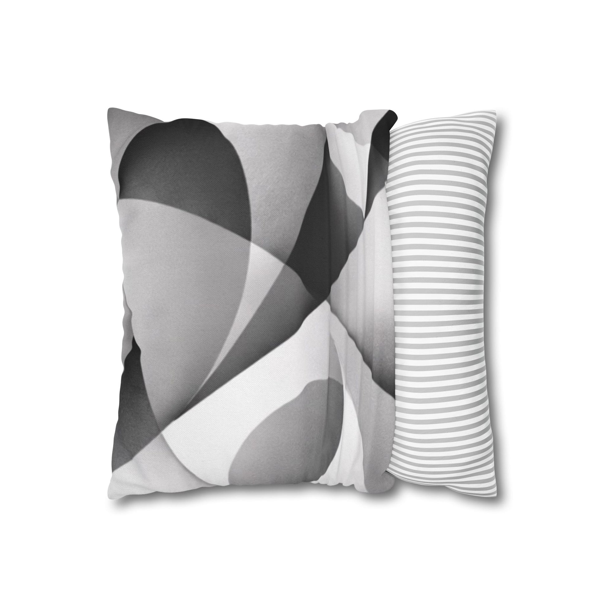 Abstract black and white wave pattern square pillowcase from Printify, perfect for modern home decor.