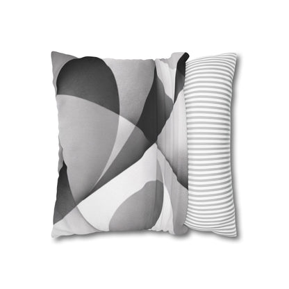 Abstract black and white wave pattern square pillowcase from Printify, perfect for modern home decor.