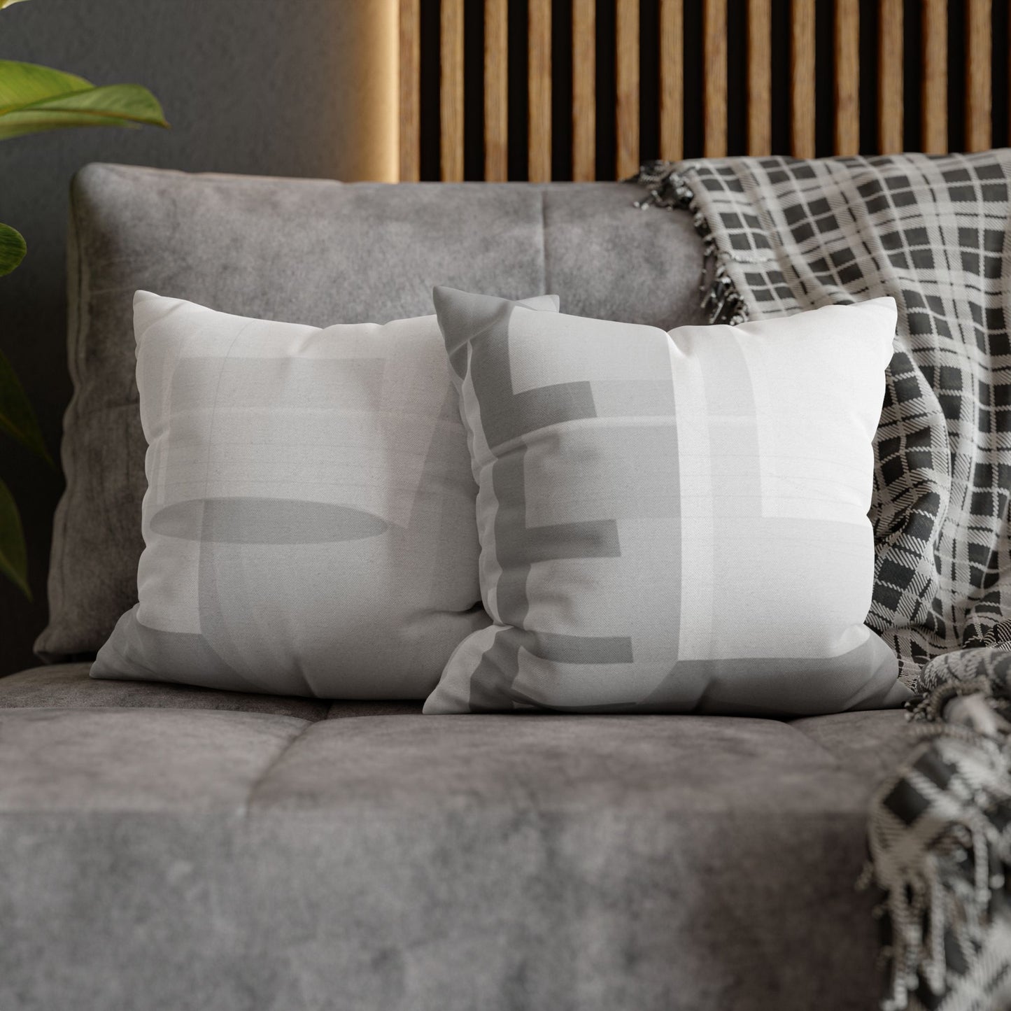 Abstract geometric grid spun polyester pillowcase showcasing modern home decor design with a bold, colorful pattern.