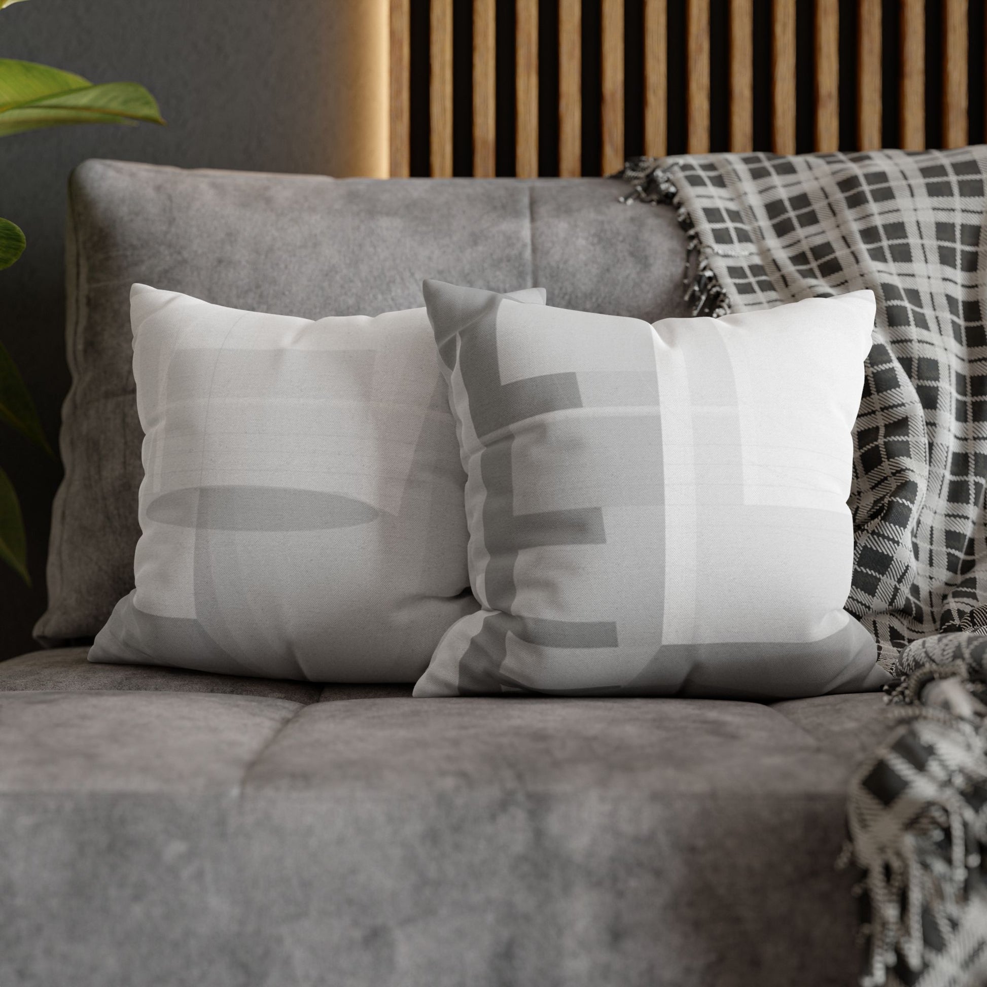 Abstract geometric grid spun polyester pillowcase showcasing modern home decor design with a bold, colorful pattern.