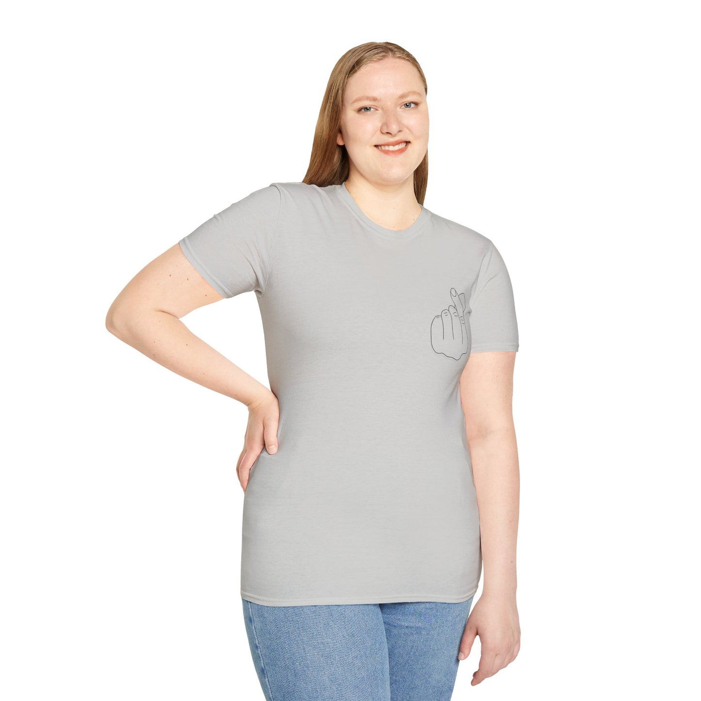Trendy Unisex Softstyle T-Shirt with Love Hand Gesture Design
