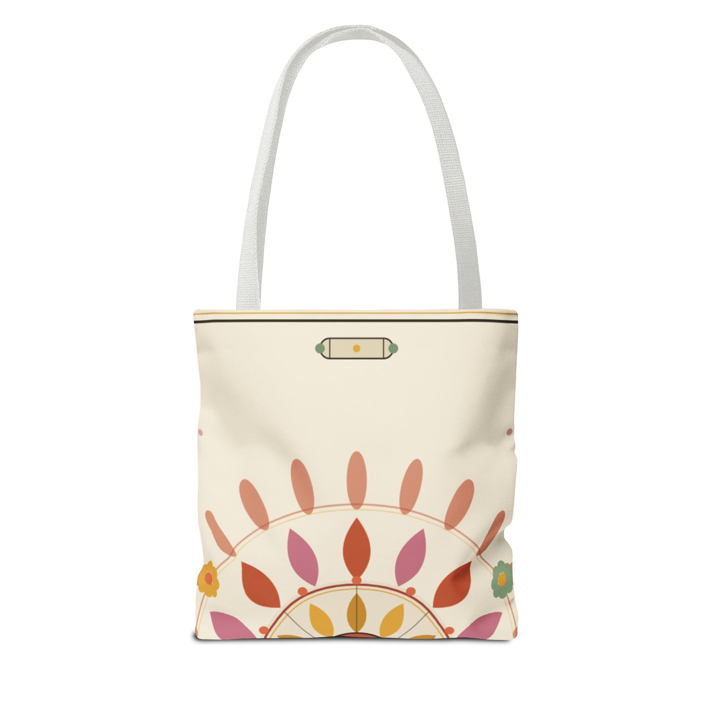 Boho Floral Mandala Tote Bag | Pastel Sunburst Pattern
