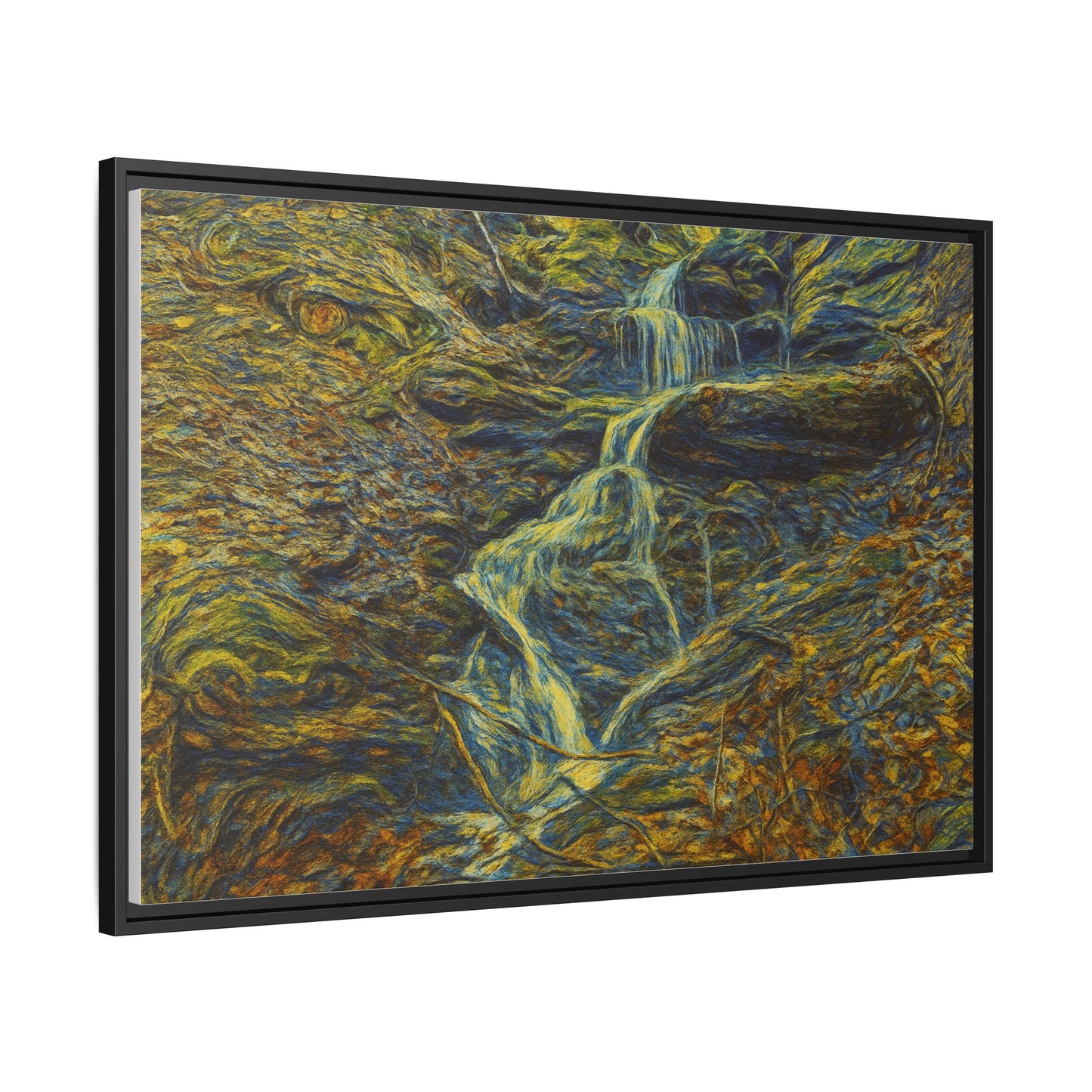 Van Gogh Style Framed Matte Canvas Art Print - Nature-Inspired Wall Decor, Abstract Waterfall Artwork, Home Office Decoration - TRV