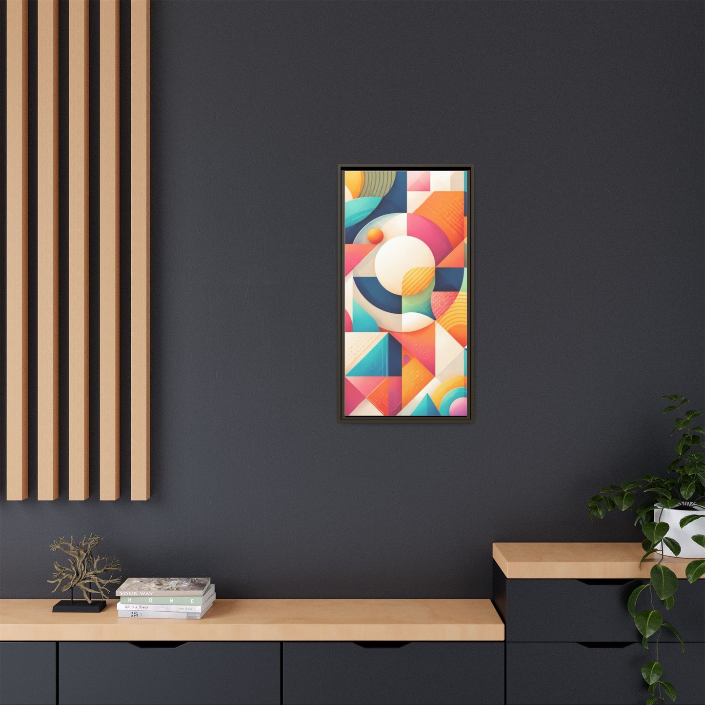 Colorful Geometric Abstract Art Matte Canvas Framed