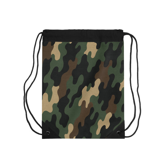 Green Camo Drawstring Bag | Woodland Camouflage Gym Sack - TRV