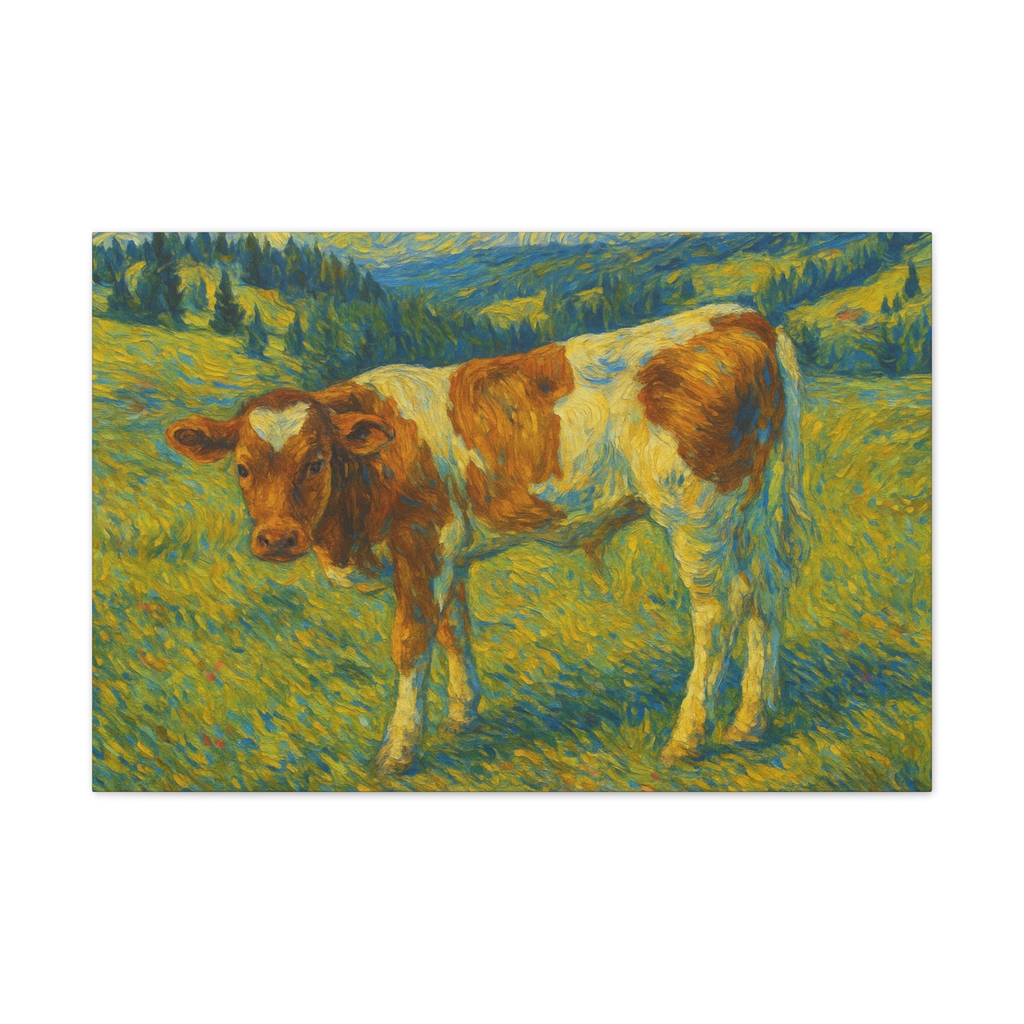 Artistic Cow Canvas Wall Art - Farmhouse Decor, Calf Painting