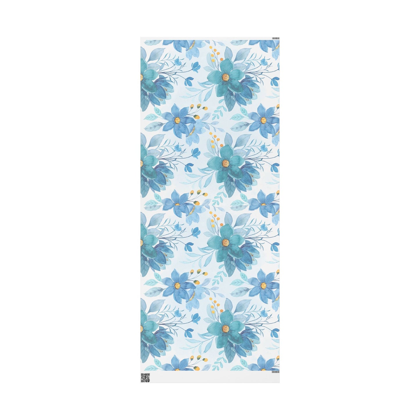 Blue Floral Wrapping Paper Roll — Watercolor Bouquet Gift Wrap