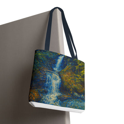 Nature-Inspired Tote Bag, Artistic Eco-Friendly Shopper, Waterfall Design, Reusable Market Bag, Gift for Nature Lovers - TRV