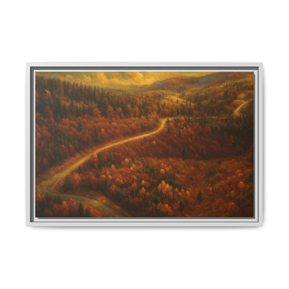 Autumn Landscape Framed Canvas Art, Cozy Home Decor, Warm Fall Vibes, Gift for Nature Lovers, Perfect for Thanksgiving - TRV