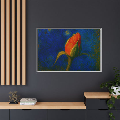 Red Rose Bud Painting Canvas Framed | Matte Wall Art - TRV