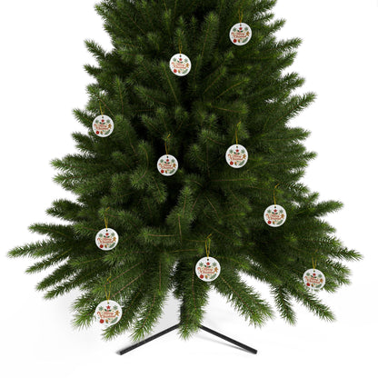 Merry Christmas Ceramic Ornament — Double-Sided Holiday Tree Decoration (Gingerbread & Candy Cane Design)