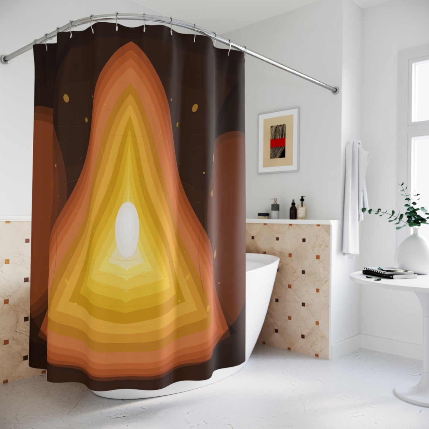 Layered Flame Geode Shower Curtain | Abstract Warm Tones