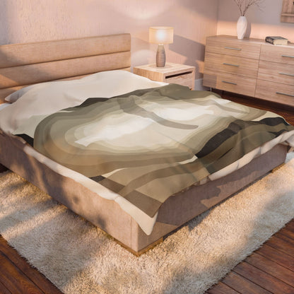Abstract Neutral Shapes Velveteen Plush Blanket | Modern Minimalist Art