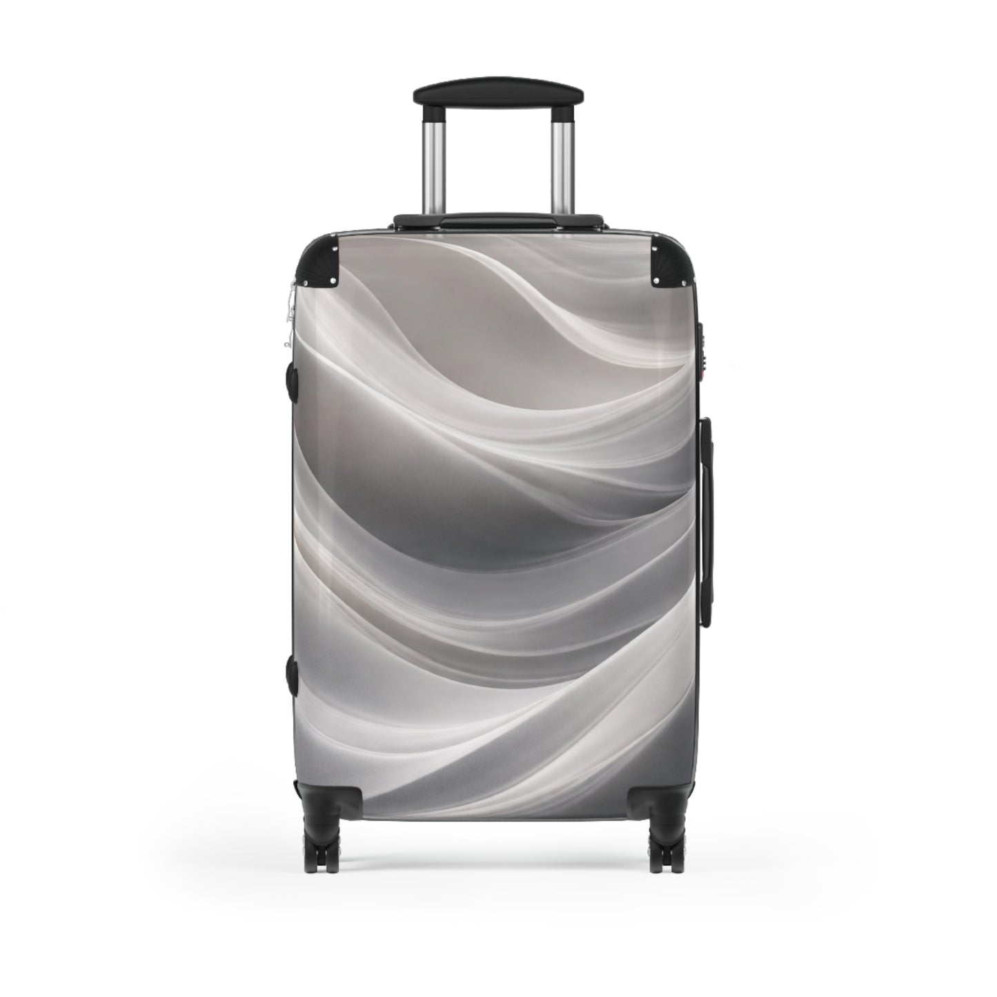 Abstract Silver Wave Suitcase | Hardshell Carry-On Luggage