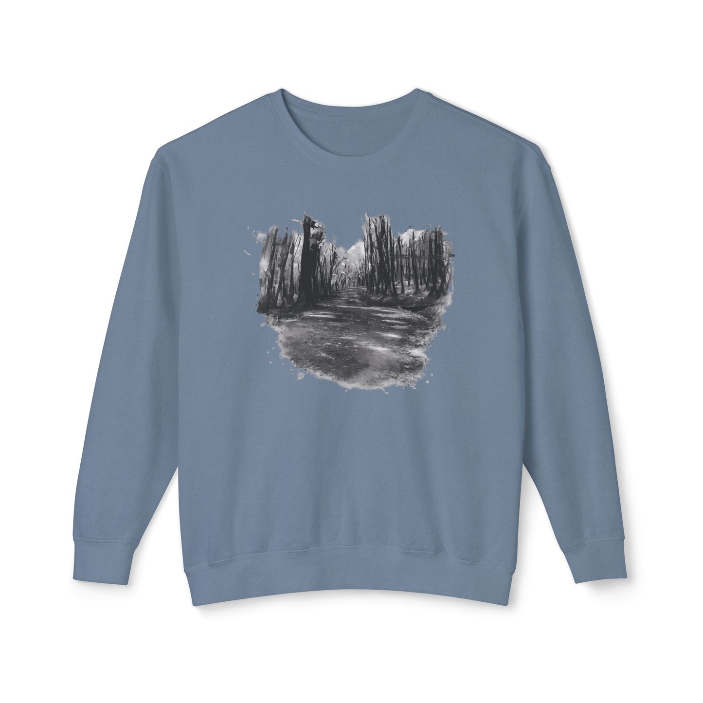 Scenic Minimalist Crewneck Sweatshirt - Cozy Art Tee for Nature Lovers, Gift for Her, Layering Essential, Perfect for Fall, Everyday Wear - TRV
