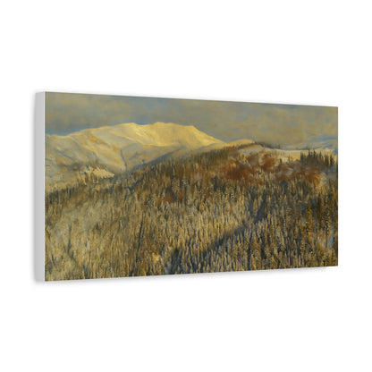 Mountain Serenity Stretched Canvas Art, Winter Landscape Wall Decor, Nature Print for Home, Gift for Nature Lovers, Cozy Interior Accent
