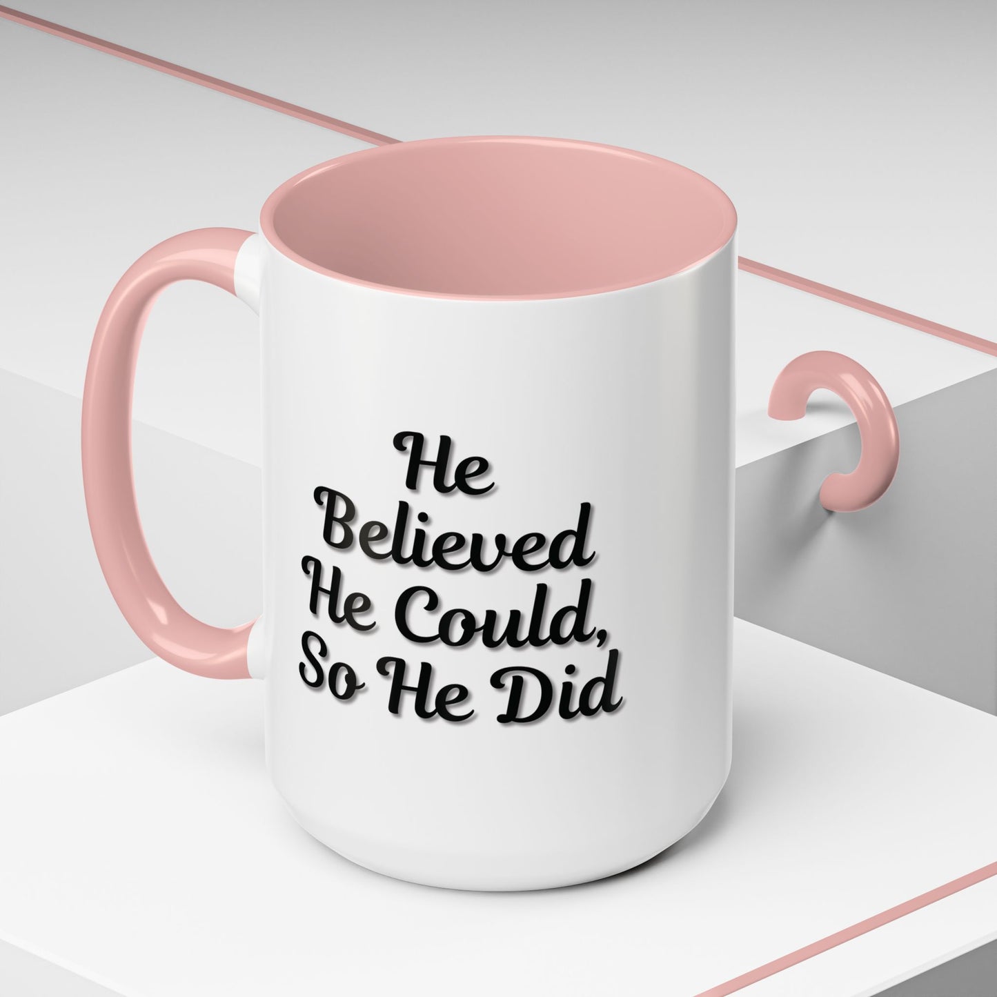 Motivational Accent Mug - 'He Believed He Could, So He Did' - Inspirational Coffee Cup, Gift for Him, Gift for Her, Office Decor, Positive