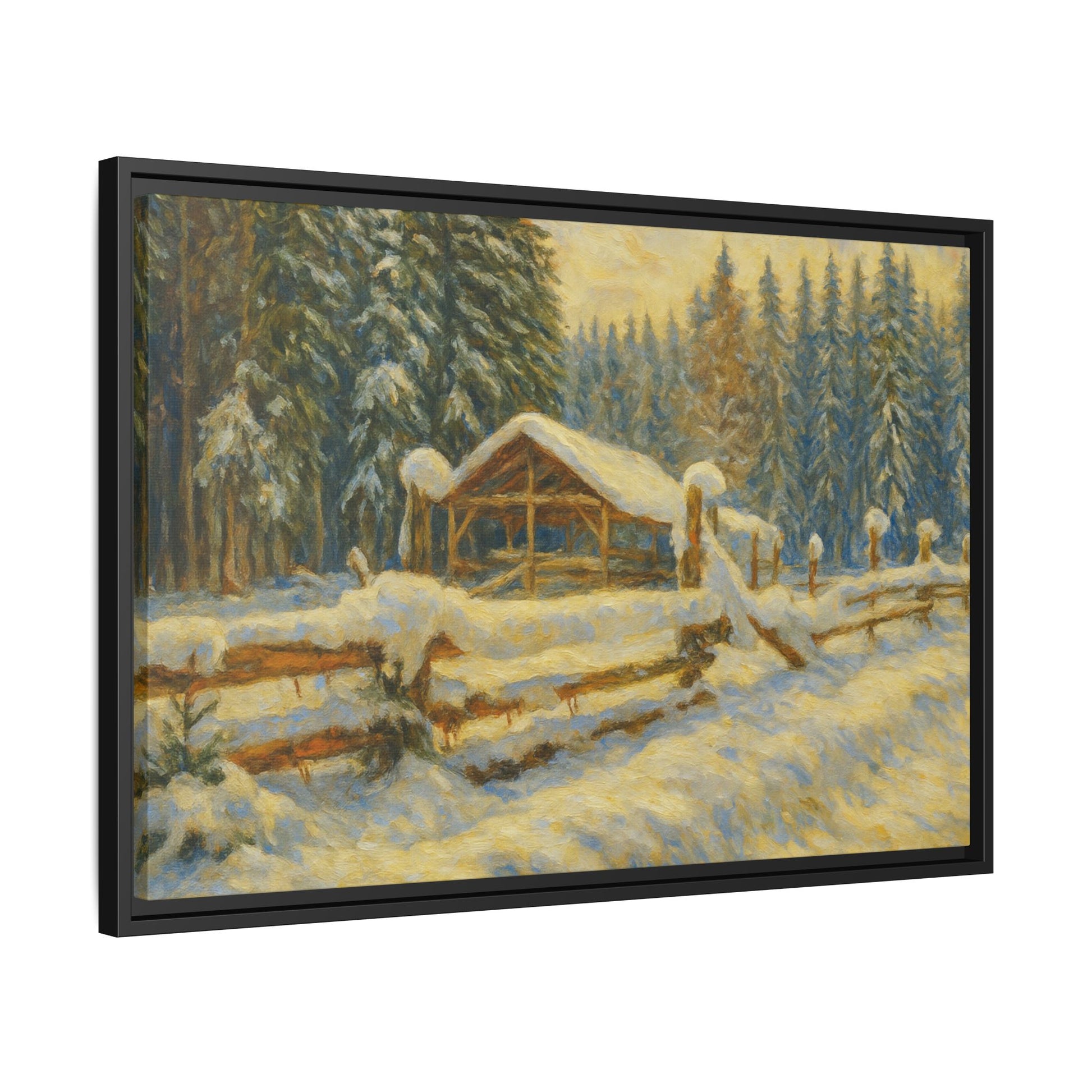 Winter Landscape Framed Canvas Art | Cozy Home Decor | Wall Art for Living Room, Bedroom, Holiday Gift, Rustic Vibes, Art Print - TRV