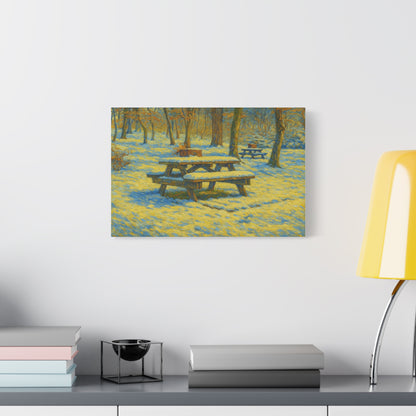 Winter Picnic Canvas Art Print, Cozy Home Decor, Seasonal Wall Art, Nature-Inspired Artwork, Perfect for Holidays - TRV