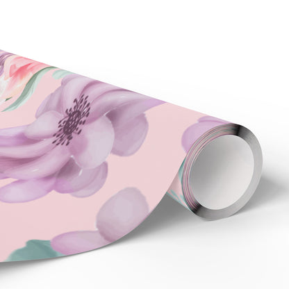 Floral Pink Wrapping Paper Roll — Pastel Peony Gift Wrap for Mother's Day & Birthdays