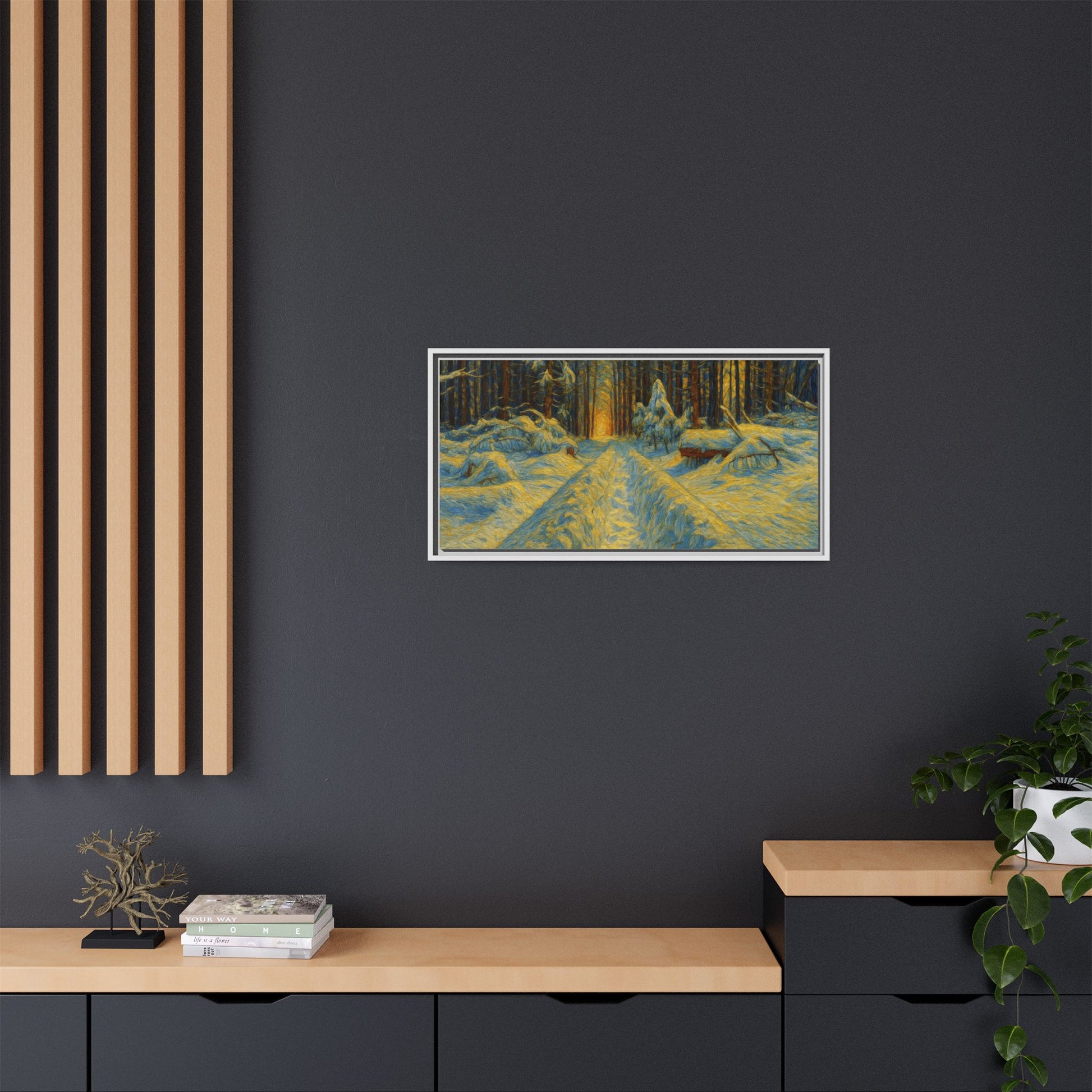 Canvas Art, Winter Landscape Wall Decor, Nature Lovers Gift, Seasonal Decor, Holiday Wall Art, Cozy Home Decoration, Framed Matte Canvas - TRV