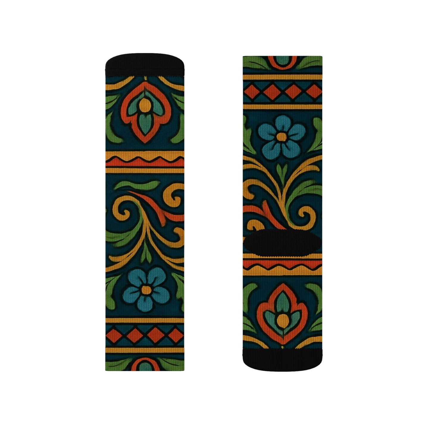 Victorian Floral Tile Sublimation Socks | Patterned Crew Socks - TRV